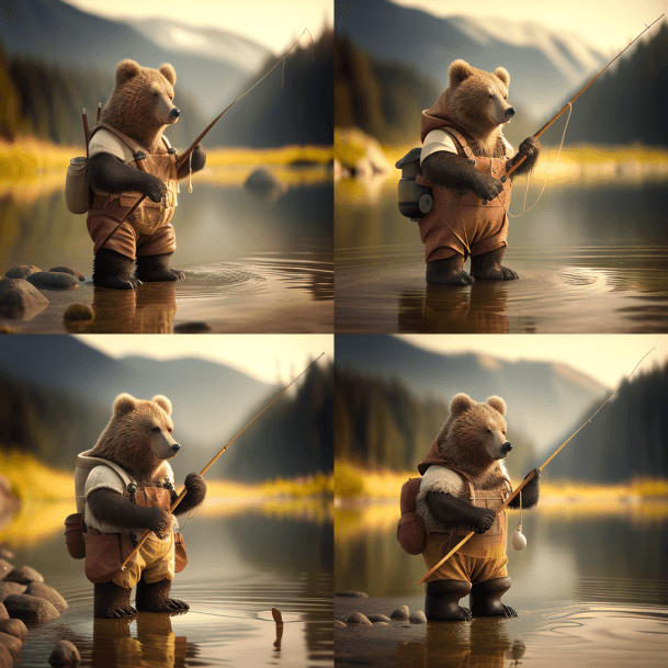 Медведь на рыбалке Midjourney