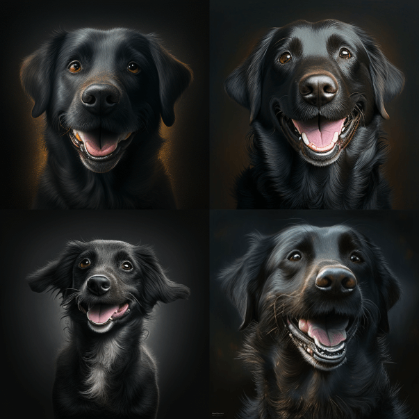 Черная собака улыбается