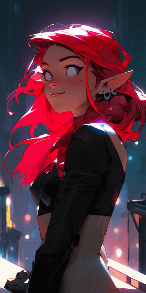 Аниме-эльфийка с рыжими волосами Midjourney