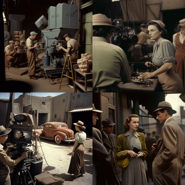Кадр из фильмов 1940-х годов, приглушенные цвета, реализм