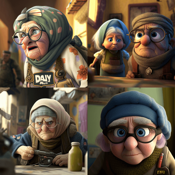 Израильский фильм «Операция бабушка» в стиле Pixar Midjourney