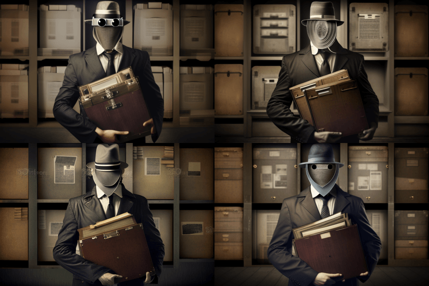 Человек в маске с документами в руках Midjourney
