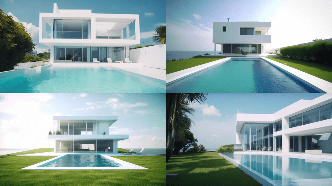 Современный белый дом с бассейном