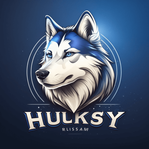 Логотип команды с названием HUSKY Midjourney