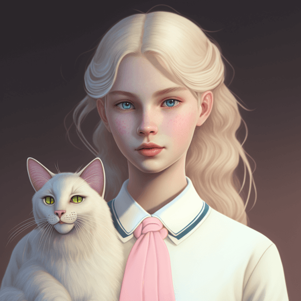 Портрет девушки с Кошкой Midjourney