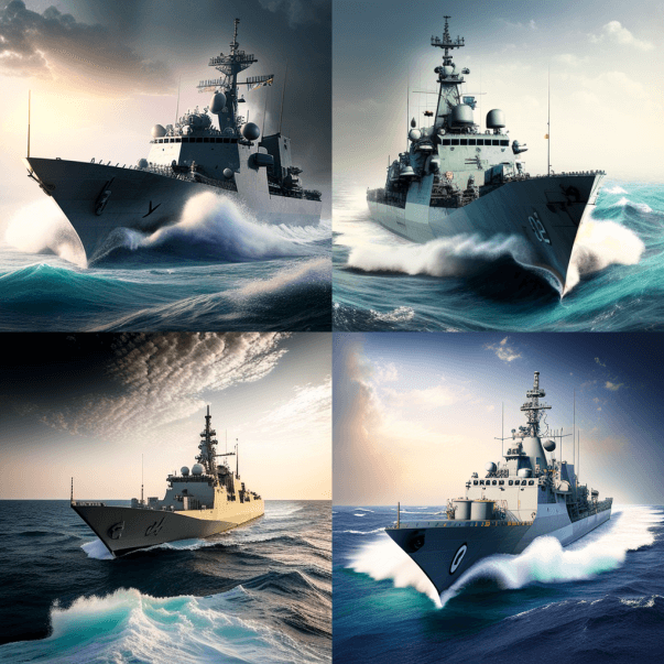 Военный корабль ВМС Midjourney